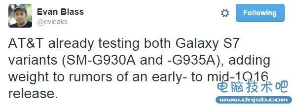三星Galaxy S7继续曝光：AT&T已开始测试