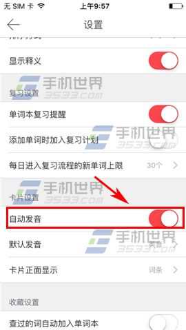 有道词典设置卡片自动发音方法