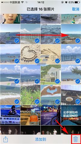 苹果iPhone7快速删除选取照片方法