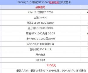 5000元六代i7搭配GTX1060 2016年5000元组装台式机配置清单