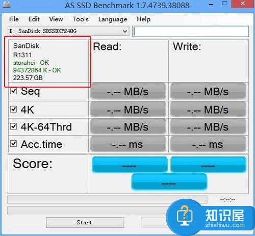 使用AS SSD Benchmark检查固态硬盘是否工作正常