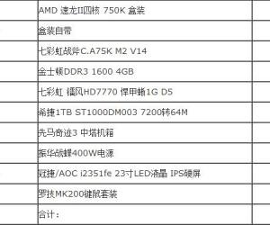 3500元750k+HD7770电脑推荐 23寸ips屏整机配置单