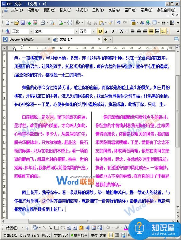 WPS怎么在文章中局部式的分栏方法 word中的如何使用分栏功能