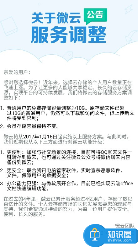 腾讯微云用户注意了：普通用户空间缩减为10G