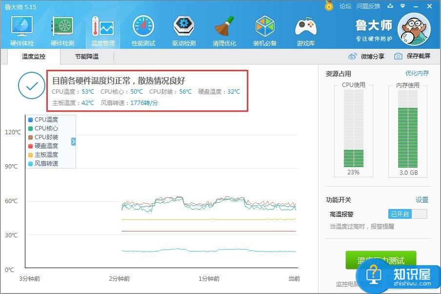 鲁大师怎样看win10cpu温度 鲁大师查看win10cpu温度的方法