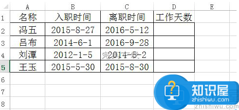 Excel中networkdays函数：算出员工上班天数