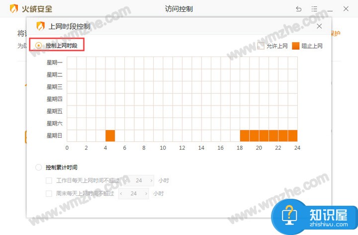 一键设置控制上网时段，推荐使用火绒安全