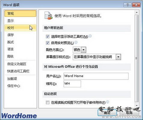 Word选项对话框