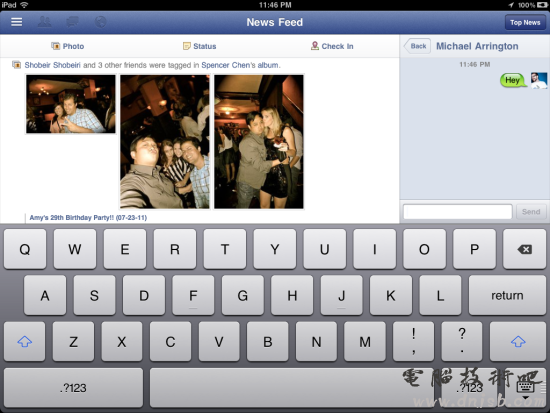iPad版Facebook聊天界面