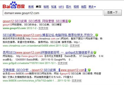 SEO云南博客的百度domain查询结果
