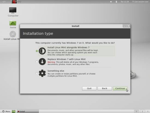 双系统 Windows 7下安装Linux Mint 12 