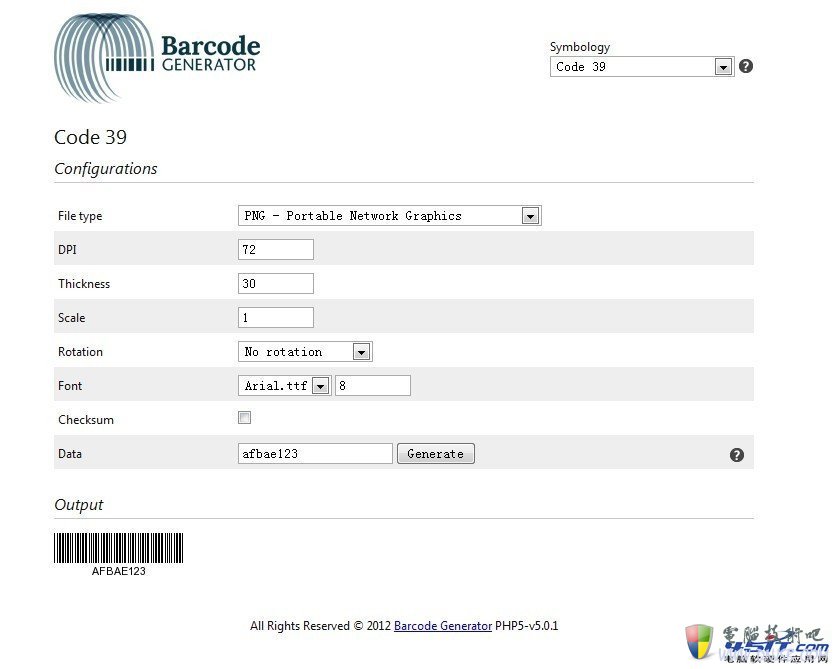 PHP生成条形码实例_电脑软硬件应用网