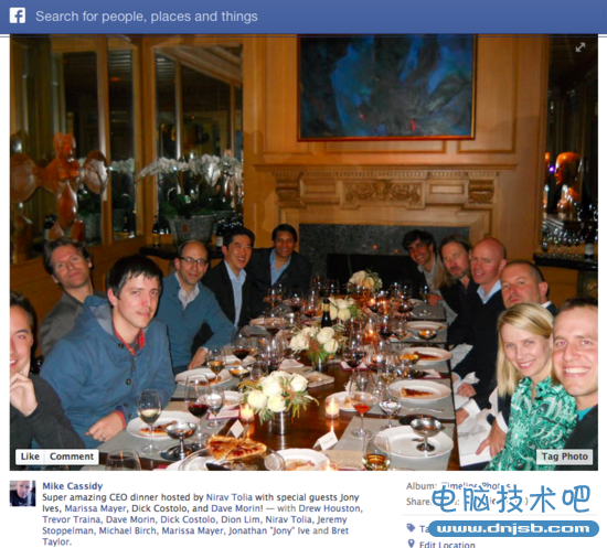 Google X部门主管迈克-卡西迪（Mike Cassidy）还在Facebook上发布了一张晚宴照片