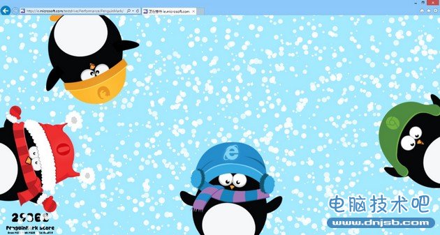 IE10 上 Penguin Mark 的测试得分为29368