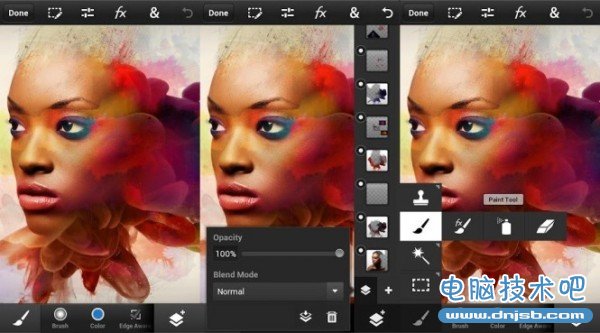 在一年之前Adobe就曾经推出过Photoshop Touch的平板电脑版本，根据市场反应终于开发出了手机客户端移动应用版本，目前他们已经发布了Android和iOS版本。