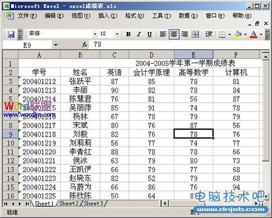 冻结单元格