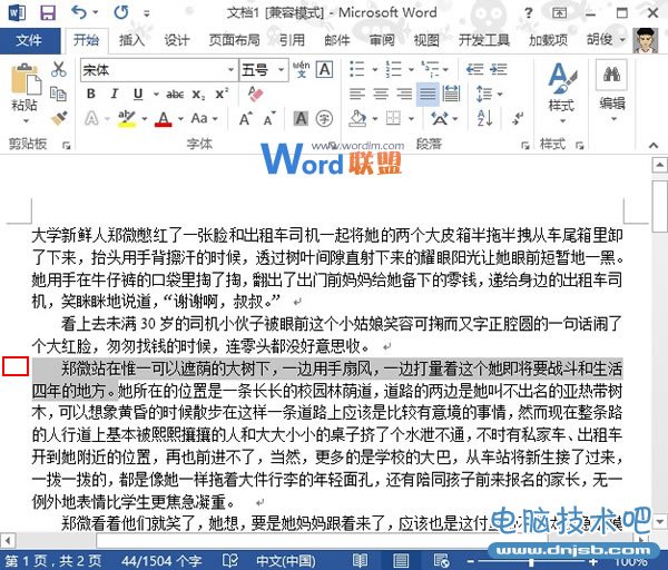 Word2013中快速选中行、段落、句子的一些技巧_dnjsb.com