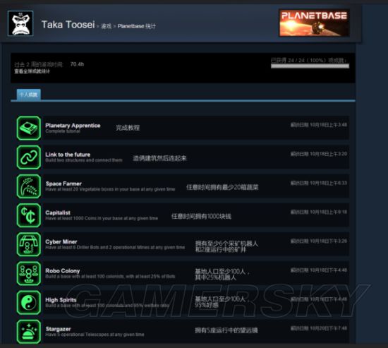 星球基地全steam成就达成条件及方法一览