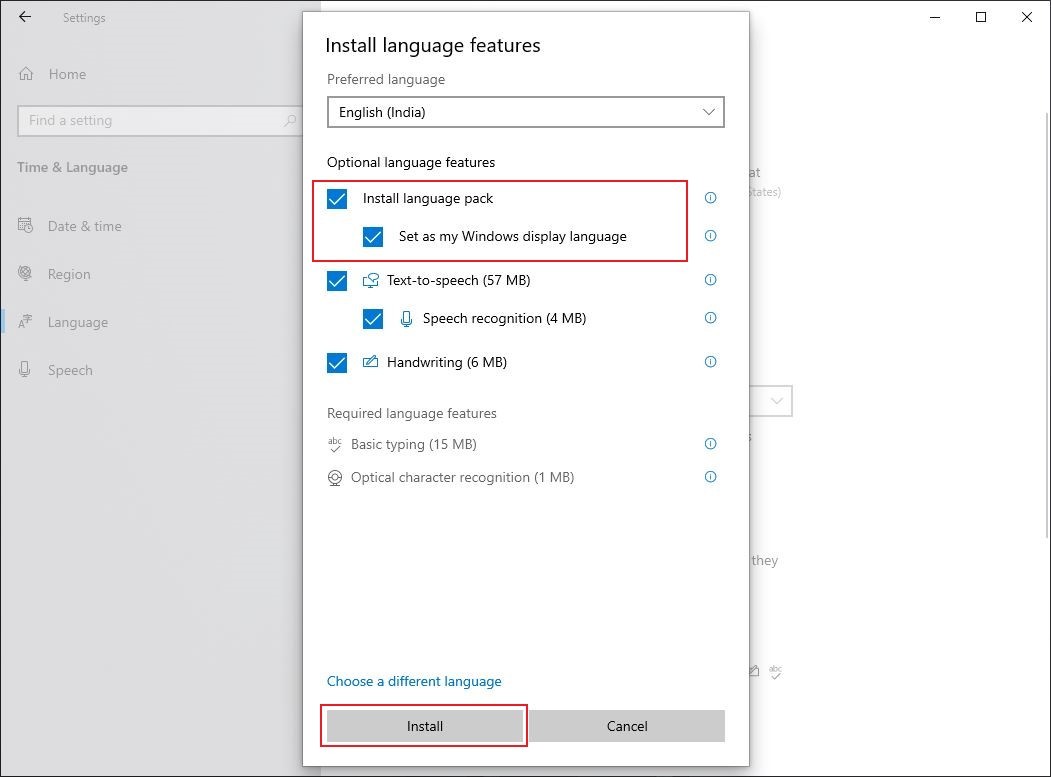 Windows 10计算机中更改语言教程